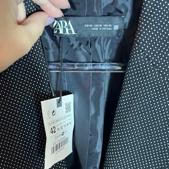 Zara Polka Dot Black Blazer, NWT, Size EU42/US10 - Picture 8 of 11